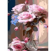 Картина за номерами Ніжно-рожеві троянди з лаком та з рівнем 40х50 см Strateg (GS1463)