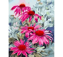 Картина за номерами Рожеві акварельні квіти з лаком та з рівнем 40х50 см Strateg (GS1494)