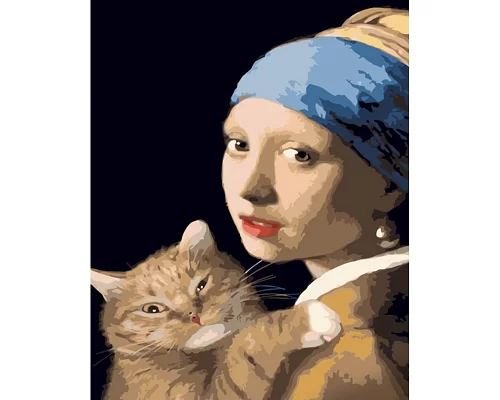 Картина за номерами Поп-арт дівчина з сережкою з лаком та з рівнем 40х50 см Strateg (GS1502)