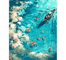 Картина за номерами Каноє у воді з лаком та з рівнем 40х50 см Strateg (GS1506)