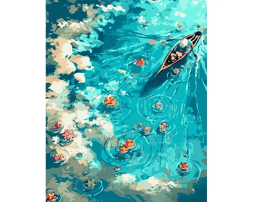 Картина за номерами Каноє у воді з лаком та з рівнем 40х50 см Strateg (GS1506)