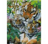 Алмазна мозаїка Сім'я тигрів 30х40 см Strateg (KB076)