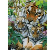 Алмазна мозаїка Сім'я тигрів 30х40 см Strateg (KB076)