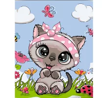 Картина за номерами Кішка з рожевою пов'язкою з лаком 30х40 см Strateg (SS6714)