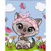 Картина за номерами Кішка з рожевою пов'язкою з лаком 30х40 см Strateg (SS6714)