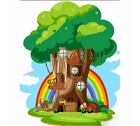 Картина за номерами Будиночок на дереві з лаком 30х40 см Strateg (SS6728)