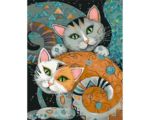 Картина за номерами Хитрі кішки з лаком 30х40 см Strateg (SS6786)