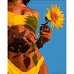 Картина за номерами Дівчина з соняшником з лаком 30х40 см Strateg (SS6806)