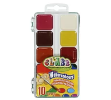 Краски акварельные CLASS  медовые 10 цветов, пластиковая коробка (7615 )