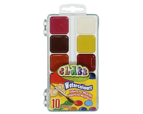 Краски акварельные CLASS  медовые 10 цветов, пластиковая коробка (7615 )