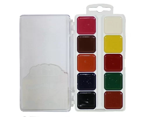 Фарби акварельні CLASS медові 10 кольорів, пластикова коробка (7615)
