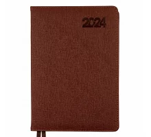 Щоденник А5 датований 2024 Leo Planner Escalada з твердою обкладенкою коричневий (252442)