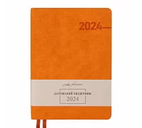 Ежеденевник А5 датированный 2024 Leo Planner Intergo с мякгой обложкой ораньжевый (252421)