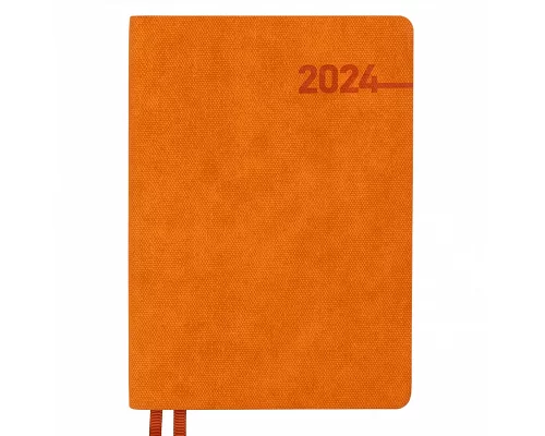 Щоденник А5 датований 2024 Leo Planner Intergo з м'якою обкладенкою поморанчевий (252421)