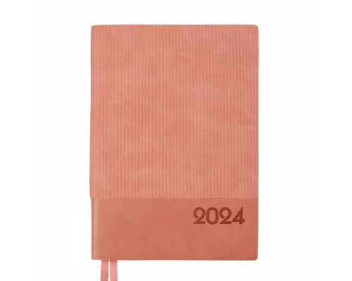 Щоденник А5 датований 2024 Leo Planner Velvet з м'якою обкладенкою рожевий (252430)