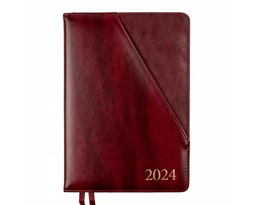 Ежеденевник А5 датированный 2024 Leo Planner Whisky с твердой обложкой бордо (252449)