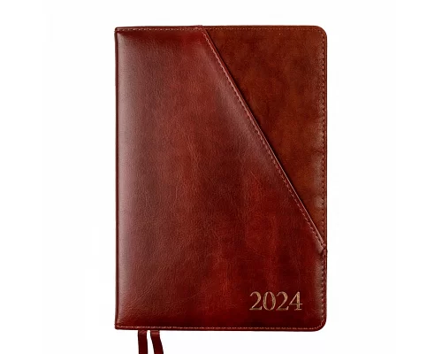 Ежеденевник А5 датированный 2024 Leo Planner Whisky с твердой обложкой коричневый (252448)