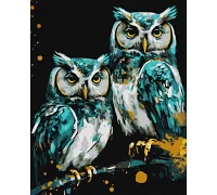 Картина по номерам Мудрые совушки с красками металлик 40x50 Идейка (KHO6514)