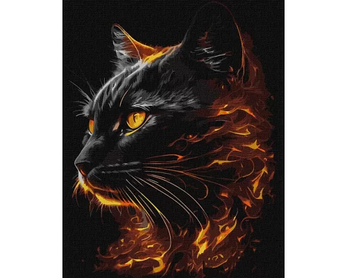 Картина по номерам Огненная красота котика с красками металлик 40x50 Идейка (KHO6516)