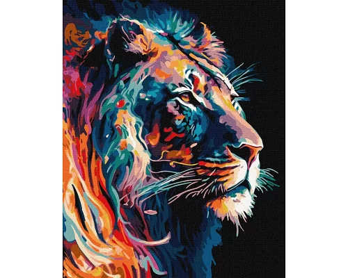 Картина за номерами Граціозний лев з фарбами металік 40x50 Идейка (KHO6517)