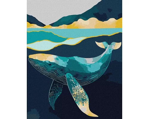 Картина по номерам Изящный кит с красками металлик 40x50 Идейка (KHO6522)