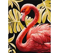 Картина по номерам Изящный фламінго с красками металлик 40x50 Идейка (KHO6523)