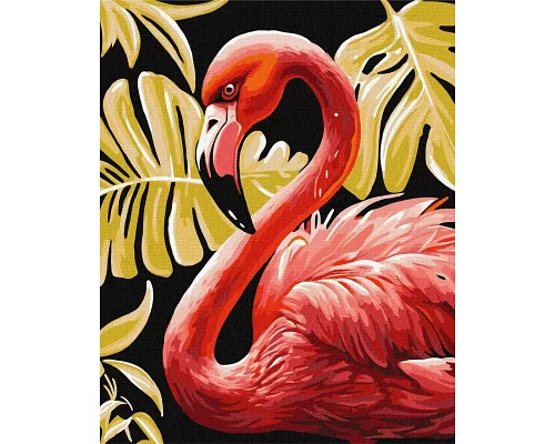 Картина по номерам Изящный фламінго с красками металлик 40x50 Идейка (KHO6523)