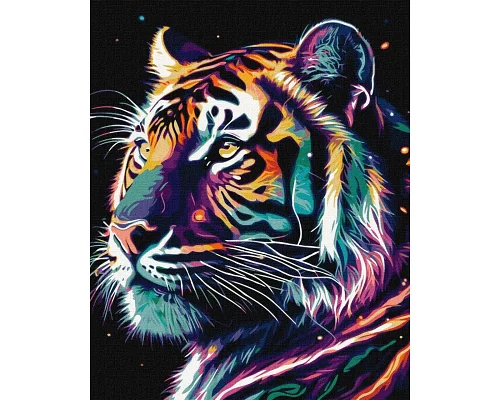 Картина по номерам Фантастический тигр с красками металлик 40x50 Идейка (KHO6527)