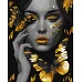 Картина по номерам Девушка с золотыми бабочками с красками металлик 40x50 Идейка (KHO8307)