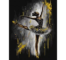 Картина за номерами Граціозна балерина з фарбами з фарбами металік 40x50 Идейка (KHO8315)