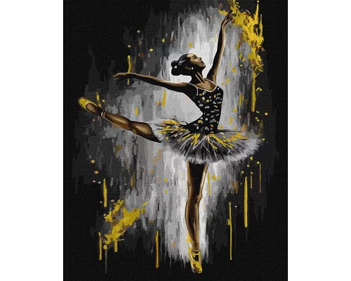 Картина по номерам Грациозная балерина с красками с красками металлик 40x50 Идейка (KHO8315)