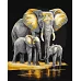 Картина за номерами Сімейство слонів з фарбами з фарбами металік 40x50 Идейка (KHO6530)