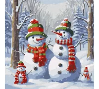 Картина по номерам Волшебные снеговики 40x40 Идейка (KHO5106)