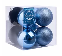 Набір новорічних куль пластик 8см 8 шт/уп блакитний 1 сорт Novogod`ko (974792)