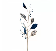Ветка декоративная Листья с кристаллами голубая 78 см YES! Fun (974731)