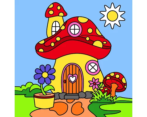 Картина за номерами Сонячний будиночок 25*25 см неонові фарби Santi (954597)