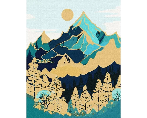 Картина за номерами Гірський ландшафт з фарбами металік 40x50 Идейка (KHO5102)