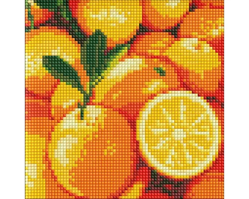 Алмазная мозаика без подрамника - Сочный апельсин 20x20 Идейка (AMC7707)