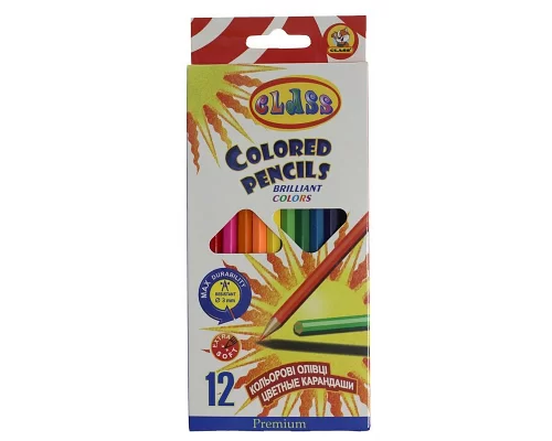 Набір кольорових олівців 12 кольорів CLASS PREMIUM (1612)