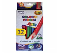 Набір кольорових олівців тригранні 12 кольорів + стругачка CLASS JUMBO (1812C)