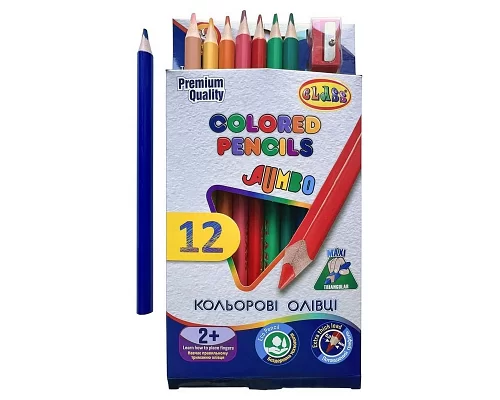 Набор цветных карандашей трехгранные 12 цветов + точилка CLASS JUMBO (1812C)