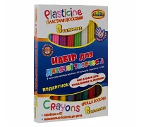 Набір пластиліну СLASS Чисті руки пластилін + воскова крейда 8+8 кольорів+1 стек+ альбом для розмальовки (7654C)