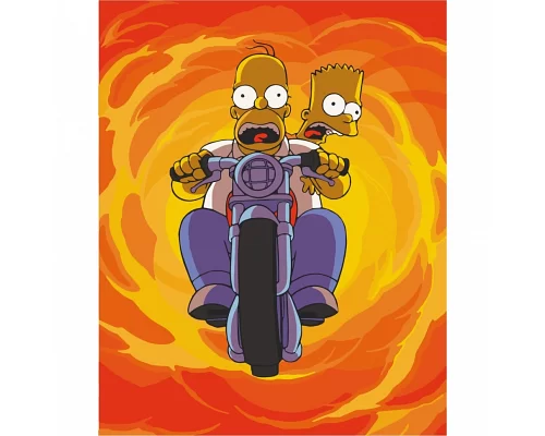Картина за номерами Гомер і Барт на байку 40х50 см АРТ-КРАФТ (10286-AC)