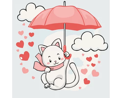 Розпис на полотні Котик з парасолькою 30х30 см АРТ-КРАФТ (15568-AC)