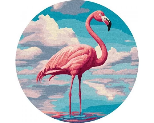 Картина по номерам круглая Изысканный фламинго  art_selena_ua d=33 Идейка (KHO-R1022)