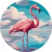 Картина по номерам круглая Изысканный фламинго  art_selena_ua d=33 Идейка (KHO-R1022)