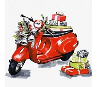 Картина за номерами Різдвяний мотоцикл  fashionillustration_tania 30х30 Ідейка (KHO5011)