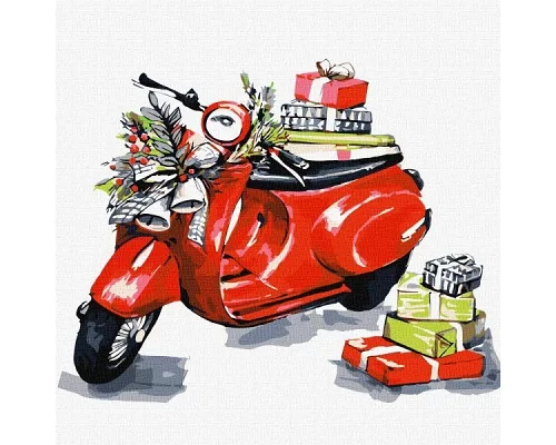 Картина за номерами Різдвяний мотоцикл  fashionillustration_tania 30х30 Ідейка (KHO5011)