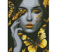 Алмазна мозаїка Дівчина із золотими метеликами  art_selena_ua 40х50 Ідейка (AMO7723)
