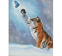 Алмазная мозаика Забавы тигренка с голограммными стразами (AB)  khutorna_art 40х50 Идейка (AMO7534)